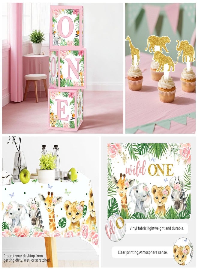 Cocomigo 184pcs Wild One Birthday Decorations Girl, Wild One Party Decorations Include Plate Banner Backdrop Tablecloth Cake Topper Pink Balloon Arch for Wild One Birthday Decorations - Image 4